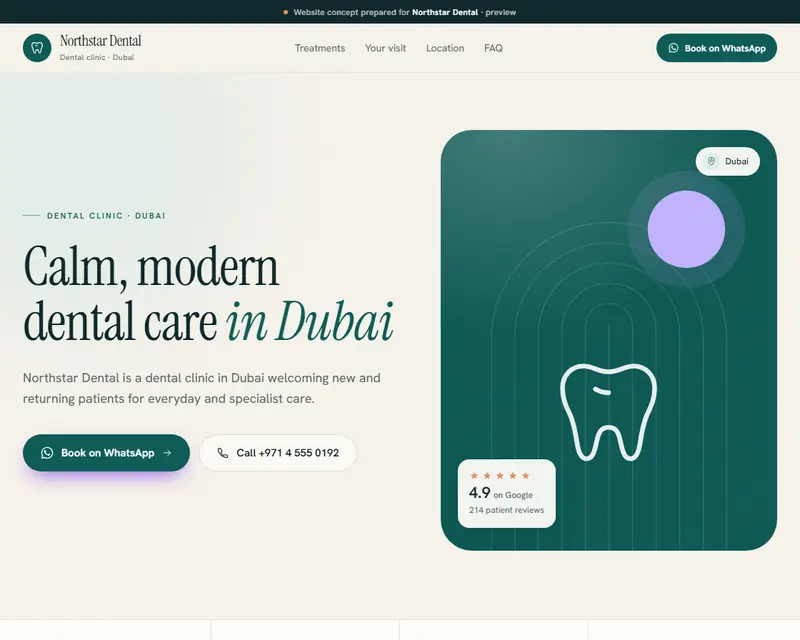 Northstar Dental sample site, classic design
