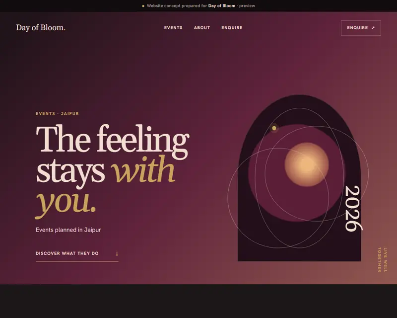Day of Bloom sample site, studio design