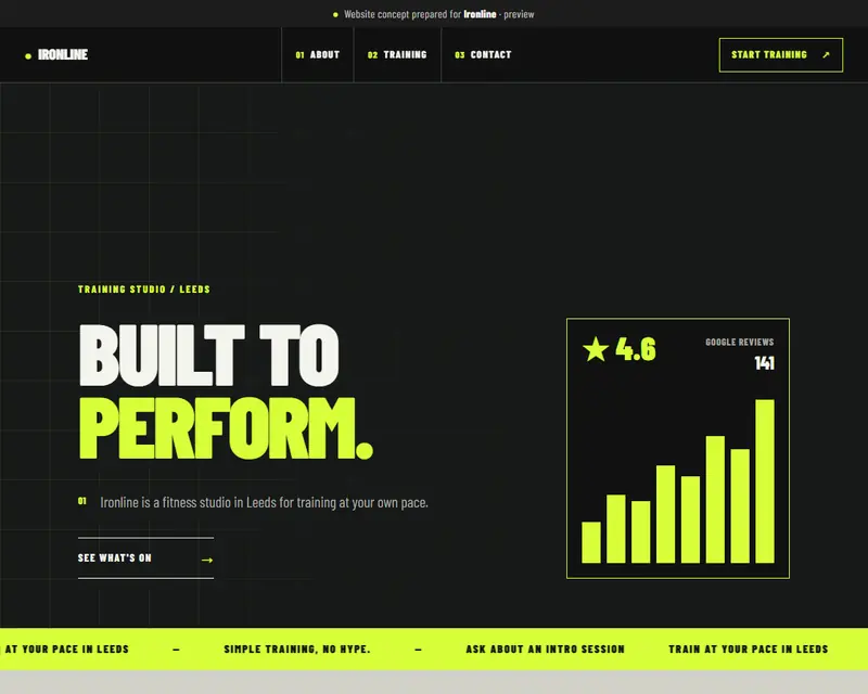Ironline sample site, studio design